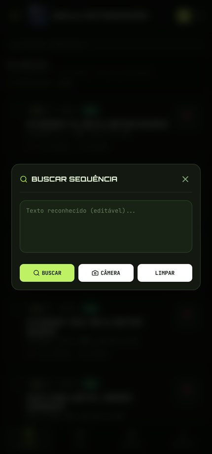 Busca de sequência lendo a etiqueta pela câmera